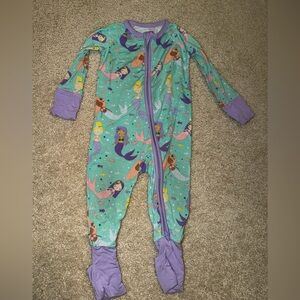 Little Sleepies Teal and Purple Mermaid Kids Footie